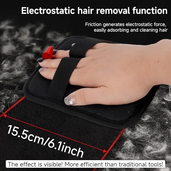 Pet Hair Remover, Electrostatic Pet Hair Removal Gloves-2-piece Set, Reusable Cat & Dog Hair Remover for Couch, Furniture, Carpet, Curtain, Upgraded Animal Fur Removal Tool