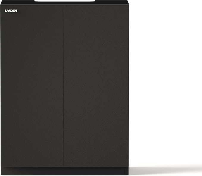 LANDEN Aquarium Wooden Stand and Cabinet Fish Reptile Sea Salt WaterTank Stand, Nano Foam Leveling Mat Included, W23.6xD11.8xH31.49in, Matte Black Painted (Stand Only)