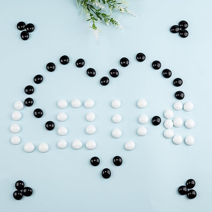 Black Glass Marbles, 0.97 LB Flat Glass Beads for Vases, Mosaic Gem Pebbles for Aquarium Decor, Floral Arrangements Vase Filler Smooth Mancala Stones and Crafts Approx. 80-100PCS