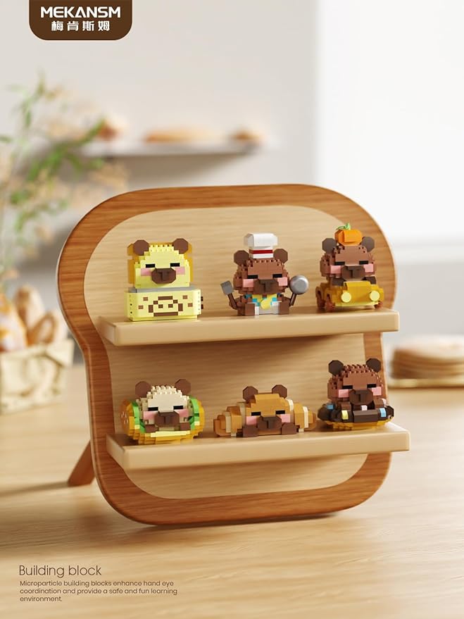 Chocolate Donut Cute Capybara Baking Bread Series Mini Building Toy Kawaii Animals Set Micro Adorable Pet Buildings Small Bricks Gifts Toys