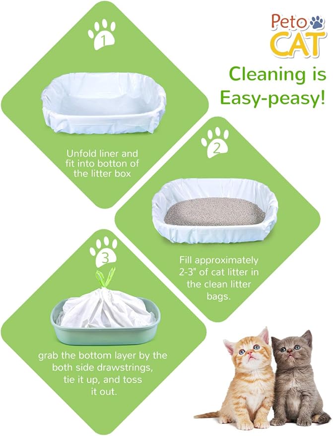 Litter Box Liners, 28 Count Giant Jumbo Cat Litter Pan liners, Drawstring Litter Liner Bags For Litter Box Pan, Extra Large Thick Kitty Litter Liner XXL, Eco Friendly Pet Supplies (45" x 19")