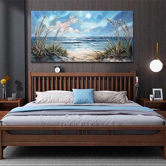 hyidecorart Wall Art For Living Room Wall Decor For Bedroom Bathroom Decoration Sunshine Ocean Scenery Painting Blue Sea Waves Wall Pictures Office Modern Canvas Prints Artwork Aesthetic Home Decor
