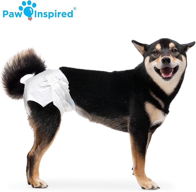 Paw Inspired 32ct Disposable Dog Diapers | Female Dog Diapers Ultra Protection | Diapers for Dogs in Heat, Excitable Urination, or Incontinence (Medium)