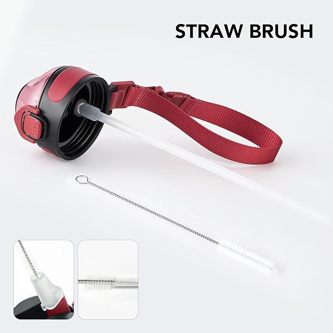 Enerbone 24 oz Insulated Water Bottle, Stainless Steel Bottle with Carrying Strap, Double-Wall Vacuum Insulation Design, Leakproof Sports Bottle with Straw, Keep Drinks Cold or Hot for Hours