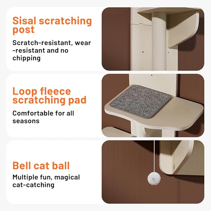 Cat Wall Mount Mounted Floating Shelves Shelf Perch Furniture Perch Hammock Climber Climbing Tree Indoor Large Wall-Mounted Steps Cat Climb Perches Solid Wood Hammock