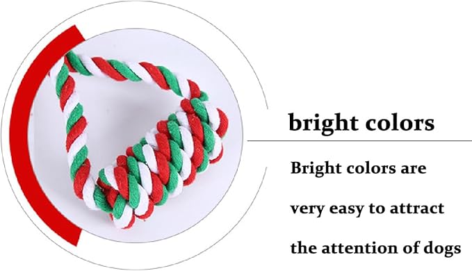 Chew Toys for Small and Medium Dogs - Teeth Cleaning, Gum Massage, Boredom Relief - Christmas Ball Rope Toy Set of 4