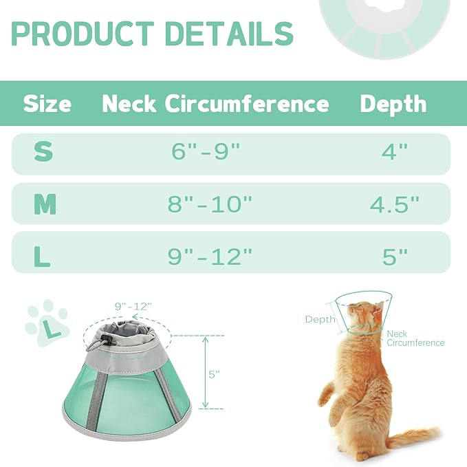 Cat Cone Collar Soft, Cat Recovery Collar for Large Medium Small Cats Kittens, Kitten Cone Alternative After Surgery