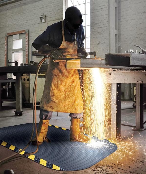 American Floor Mats Hog Heaven Premium 7/8" Black & Yellow Border 3' x 6' Nitrile Backed Anti-Fatigue Comfort Mat