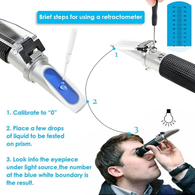 Salinity Refractometer for Seawater and Marine Fishkeeping Aquarium 0-100 PPT with Automatic Temperature Compensation