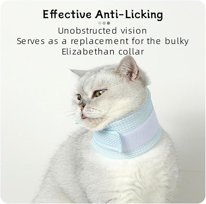 Cat Neck Brace Cover - Breathable & Adjustable Elizabethan Collar for Post-Surgery Recovery Anti-Scratch Anti-Lick Protection, Cervical Cone for Small Medium Large Dogs Puppies Kittens (XX-Large,Blue)