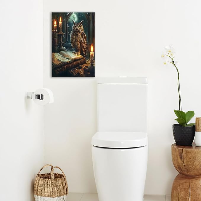 Owl Book Wall Art Vintage Canvas Wall Decor Prints Framed Painting Owls Pictures Gifts Artwork for Bathroom Living Dining Bedroom 16"x24"