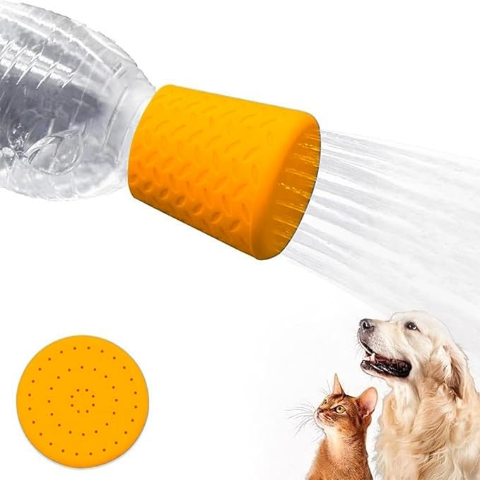 Portable Outdoor Shower for Dogs Bottle Attachment Outdoor Sprayer Accessory for Most Plastic Water Bottles for Bathing Pets During Outdoor Activities, Hiking and Camping.(Orange)