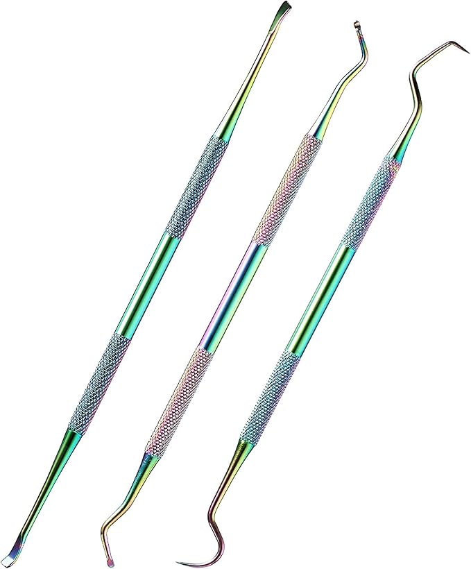 3 Pieces Dog Dental Tooth Scaler and Scraper Stainless Double Headed Tarter Removing Tool Scraper Pet Teeth Cleaning Tools for Dog and Cat (Rainbow Color)