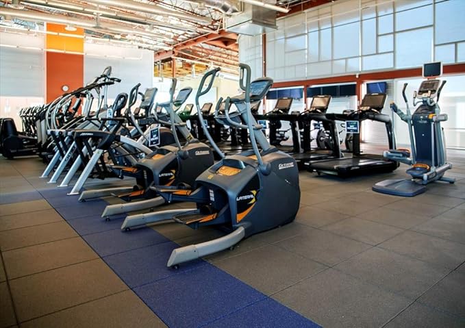 American Floor Mats - Extreme Rubber Gym Tiles - 1 Inch Thick Colorful Rubber Gym Tiles - Superior Shock and Sound Absorbing Tiles - 35% Purple/Grey/White 50 Tile Pack (Covers 200 Sq Ft)