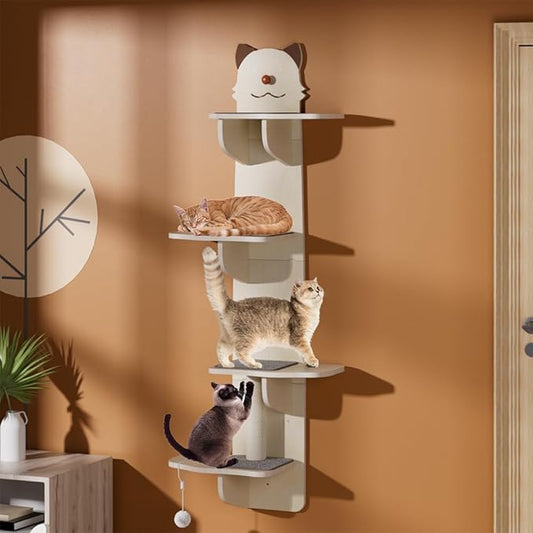 Cat Wall Mount Mounted Floating Shelves Shelf Perch Furniture Perch Hammock Climber Climbing Tree Indoor Large Wall-Mounted Steps Cat Climb Perches Solid Wood Hammock