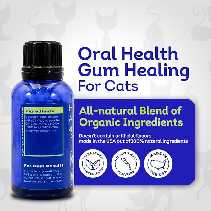HA4E - Cat Oral Health - Relieves Inflammation, Soothes Pain & Fights Gum Disease - Natural, Non-GMO, Organic, Gluten-Free & Chemical-Free - 300 Tablets