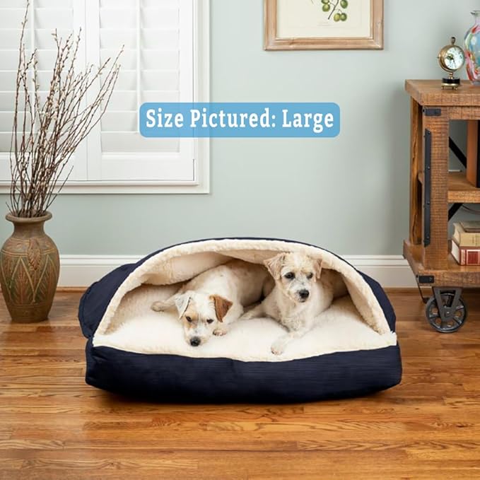 Snoozer Pet Products Rectangle Cozy Cave Dog Bed, Medium, Navy