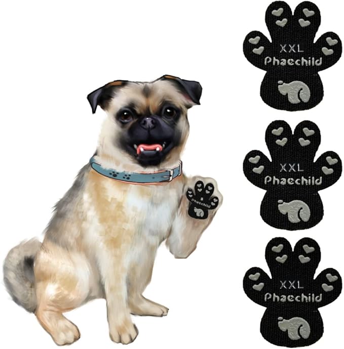 Dog Paw Pads Anti-Slip Grips,Dog Paw Protectors for Senior Dogs on Hot Pavement,Provides Traction to Keep Them from Slipping on Smooth Floors 20 sets-80 Pads Black XXL