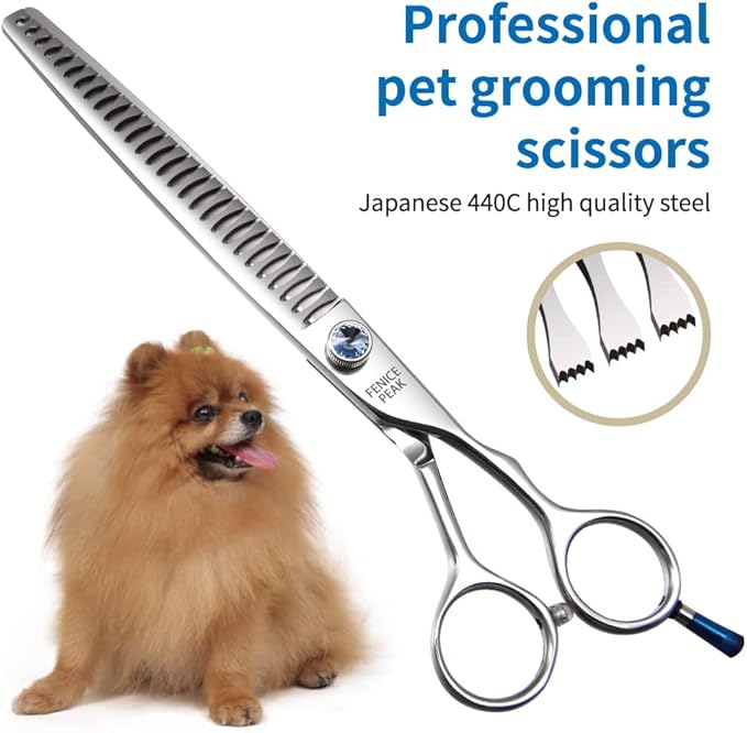 Fenice Professional 7/7.5/8 Pet Grooming Scissors Thinning Cutting Shears for Dog s/Cats Thinning Rate:70-80% (7.5 inch)