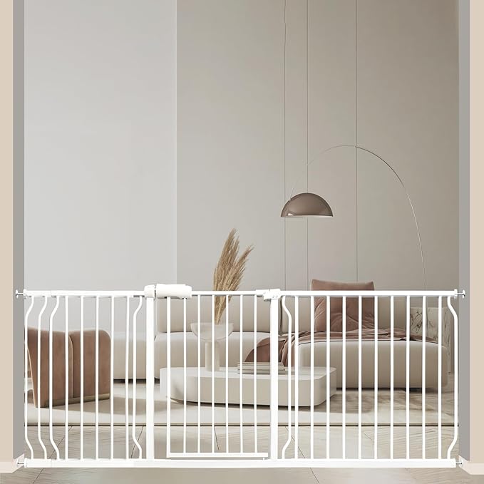 Extra Wide 76.4-81 Inch Large Baby Gates for Stairs, Doorways - No Drilling, Pressure Mounted Pet Gates for Kids & Dogs