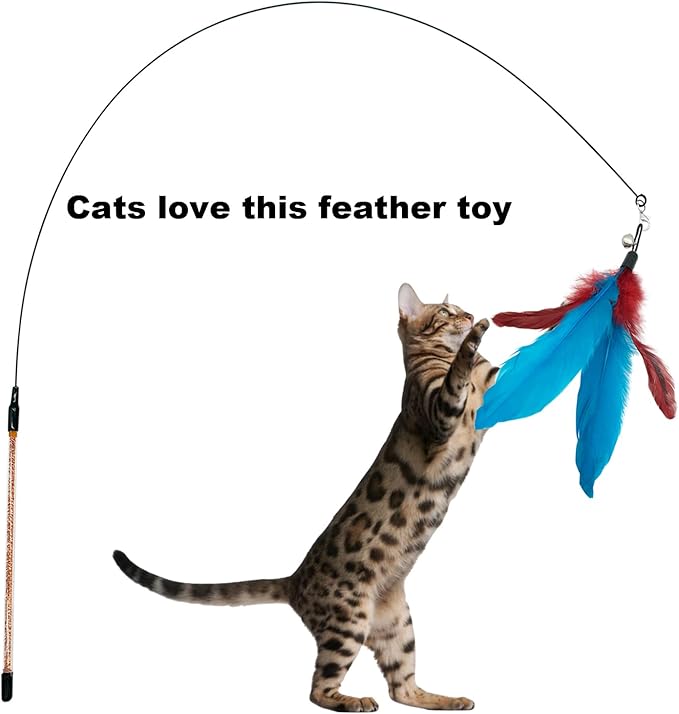 Cat Feather Toys Refills, 10 Pieces Interaction Cat Wand Replacement Feathers Toy for Indoor Cats