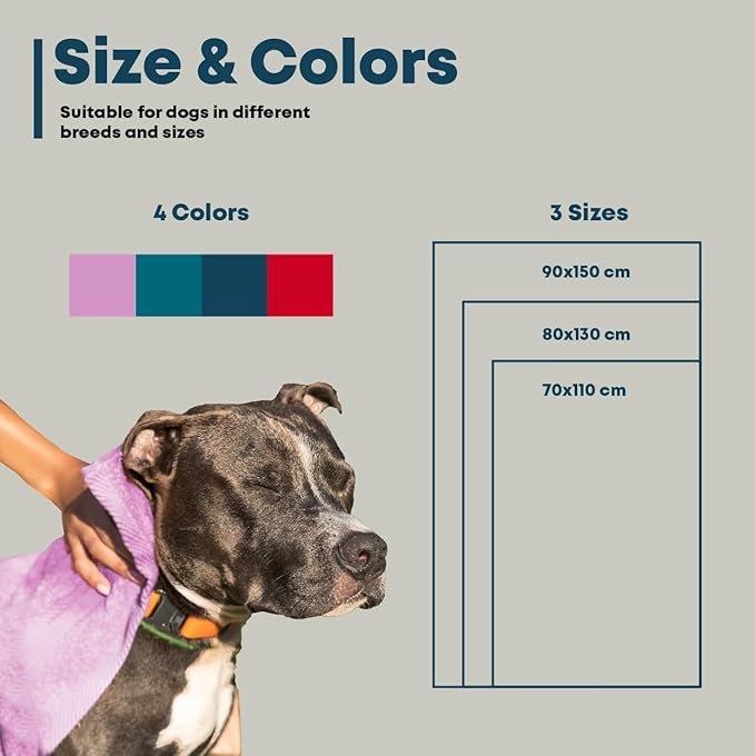 Extra Large Dog Towel Soft Absorbent Bath Pet Towels for Drying Dogs, Elastic Terry Microfiber Soft Towel, Machine Washable, Quick Dry, Multipurpose (L, XL, 2XL) (Purple, L)