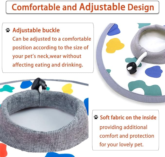 Cat Cone Collar 2pcs Adjustable Protective Collar for Pet Cat Recovery, Wound Healing (A-Milk, M+L)
