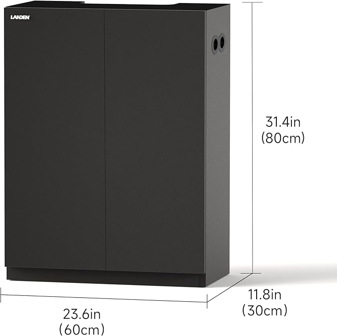 LANDEN Aquarium Wooden Stand and Cabinet for up to 16 Gal Tank, Fish Reptile Sea Salt WaterTank Stand, Nano Foam Leveling Mat Included, W23.6xD11.8xH31.5 in, Wooden Matte Black Painted(Stand Only)