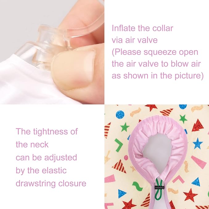 CuteBone Inflatable Dog Donut Collar Alternative for Large Dogs After Surgery-Double Adjustable Neck Range P23SO00104L