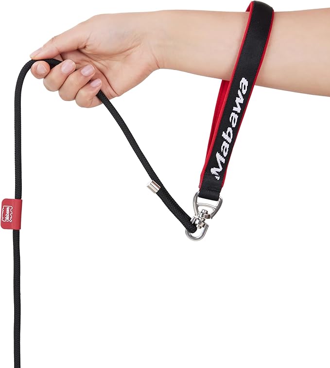 Dog Anti-Slip Leash 5FT with Metal Stopper - Durable No-Pull Training Lead for Small, Medium & Large Dogs - Comfortable Handle Nylon Rope, Tangle-Free Pet Walking Leash (Black, 5.6FT)