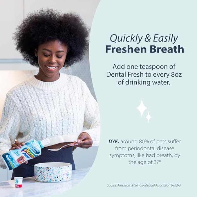 Dental Fresh Water Additive for Dogs, Original Formula, 32oz – Dog Breath Freshener and Dog Teeth Cleaning for Dog Dental Care– Add to Water