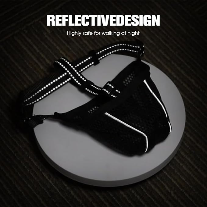 Dog Muzzle, Mesh Soft Muzzle for Small Medium Large Sized Dogs, Breathable Adjustable Puppy Muzzles for Scavenging Biting Licking and Chewing, Allows Panting and Drinking (Reflective Mesh, XL)