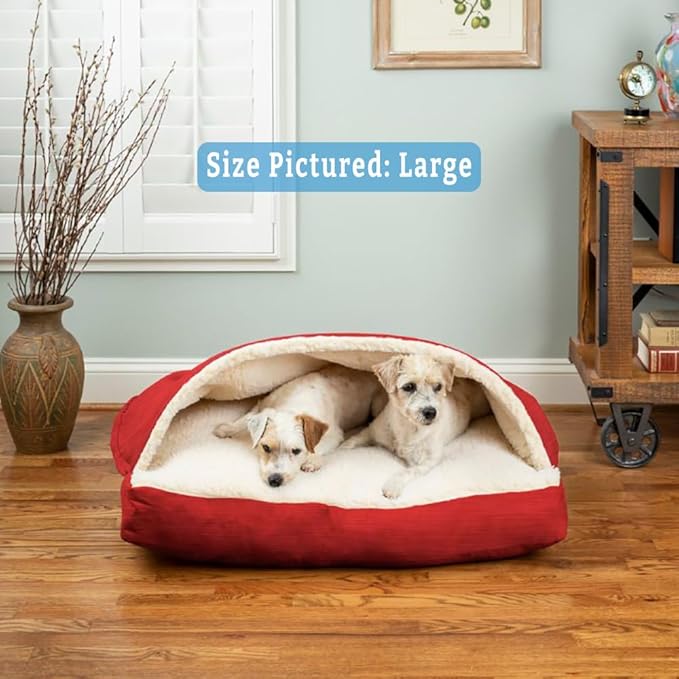 Snoozer Pet Products Rectangle Cozy Cave Dog Bed, Medium, Red