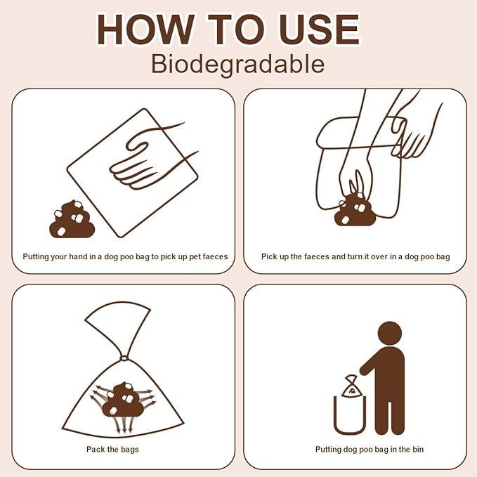 Coffee Dog Poo Bags Coffee scent - 120 Large Biodegradable Poop Bags, Extra Thicken Strong Corn Starch Blended Compostable Leak Proof Poop Waste Bag for Dogs