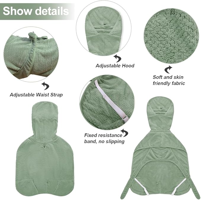 Medium to Large Size Dog Bathrobe, Quick Drying Super Absorbent Used for After Bathing, Warm Dog Towels, Adjustable Hoodies and Belts for Pet Dogs Bath Clothes Products(Green Jacquard, 5XL)