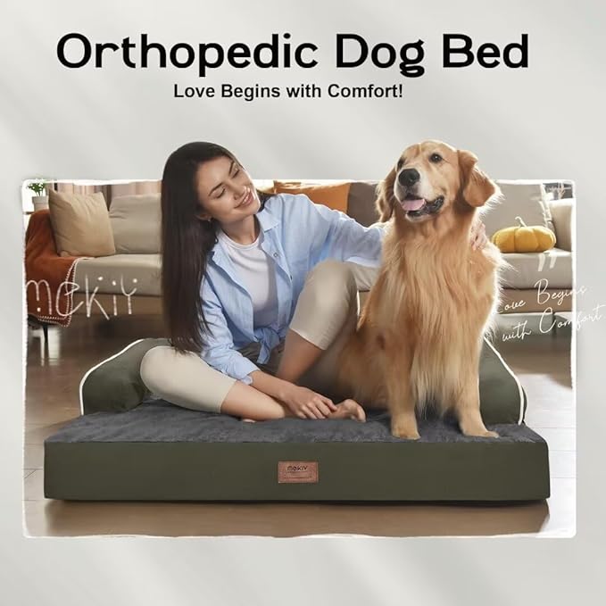 Dog Bed Medium Size Dog-Orthopedic Waterproof Bed for Dogs,Foam Couch Sofa with Washable Removable Cover & Non-Slip Bottom-Dark Green