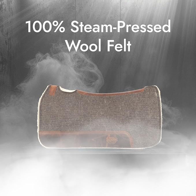 BLACK HOOF Steam Pressed Merino Wool Felt Contoured Pad with Heavy Saddle Grade 100% Woolen Fleece Bottom 1 Inch Thick