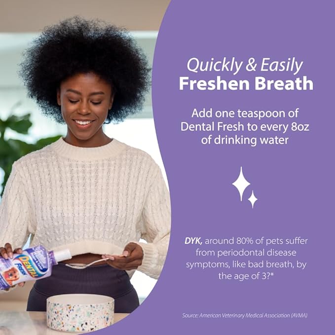 Dental Fresh Advanced Plaque and Tartar Water Additive, 8oz – Dog Teeth Cleaning Formula to Freshen Breath and Improve Overall Oral Health