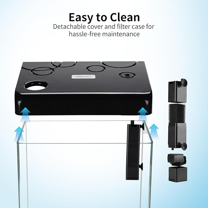 Betta Fish Tank Starter Kits, 5 Gallon Fish Tank with Heater Filter and Light, Self-Cleaning Small Fish Tank(Black).