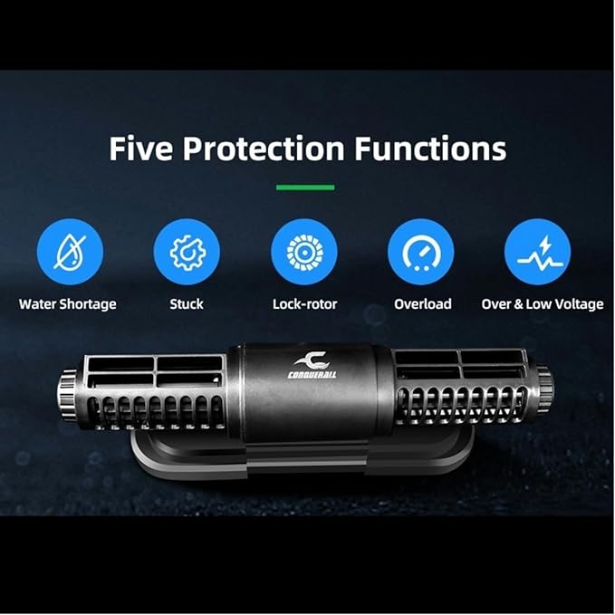 CONQUERALL 4700GPH 25W Powerhead Sine Frequency Conversion Technology Cross Flow Pump DC 24V Wavemaker Pump for 1.2m Tank, Aquarium