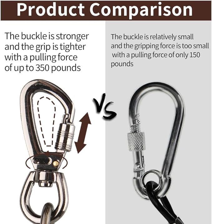 Dog tie Out Cable, 10/20/25/30/50/70/100 feet, Suitable for Dogs up to 350 pounds, Dog Cable with Swivel Buckle, Lightweight, Non-Winding, for Outdoor Camping, Yard Dog Cable (Black, 50FT)