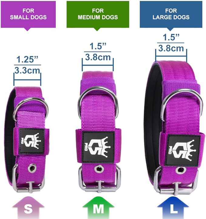 TSPRO Tactical Dog Collar 1.5 Inch Wide Thick Dog Collars with Heavy Duty Metal Buckle, Durable, Strong, Adjustable for Medium to Large Dogs (Black L)
