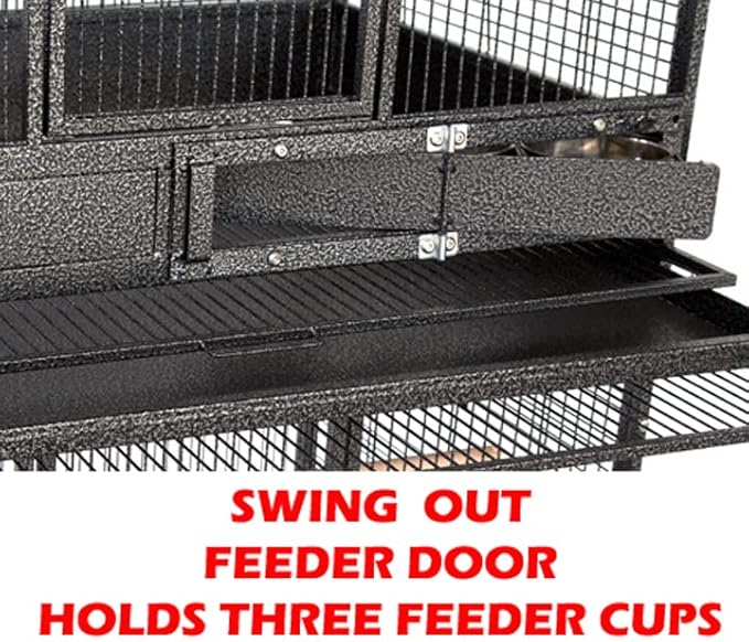 Extra Large Single Stacker Strong Heavy Duty Wrought Iron Breeder Parrot Aviary Bird Breeding Breeder Cage with Side Nest Breeding Doors On Wheels