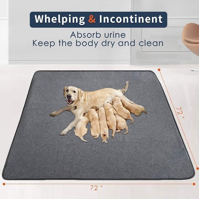 Washable Pee Pads for Dogs, Extra Large Reusable Dog Pee Pad, Waterproof Pet Mat, Dog Playpen Mats for Puppy Training Whelping Playpen Pads