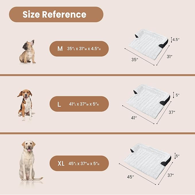 Calming Extra Large Dog Couch Bed, 45 x 37 inch Waterproof Memory Foam Dog Bed for Couch, Durable Fluffy Fuzzy Dog Bed Mats with Washable Removable Cover Protector for Sofa, Bedside - Grey