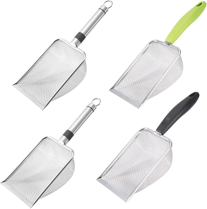 4PCS Reptile Scooper,Litter Cleaner Corner Scoop, Reptile Sand Fine Mesh,Cat Little Scoop, Bearded Dragon Sand Shovel,Pet Poo Shovel Scooper (4PCS Shovels)
