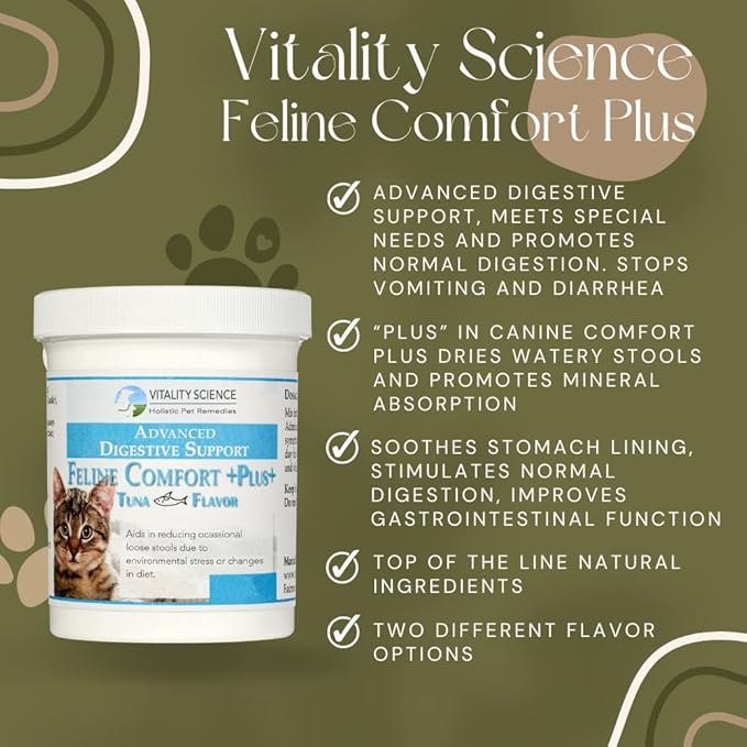 Feline Comfort Plus, Extra Drying Digestive Aid, GI Support Helps with Vomiting and Diarrhea, 100% Additive Free (Liver, Small)
