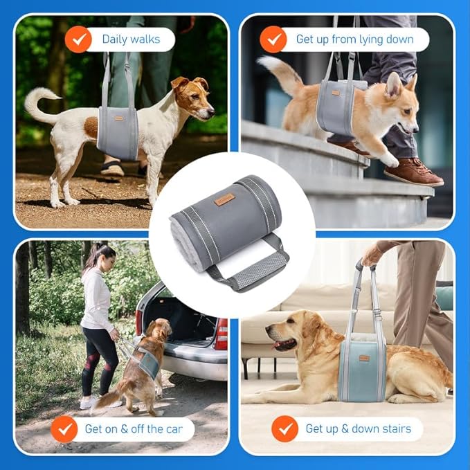 Dog Lift Harness for Extra Large Dogs, Adjustable Dog Sling for Back Legs, Hip Support Harness to Help Lift Dogs Rear for Canine Aid and Old K9 Cruciate Ligament Rehabilitation - Extra Large, Blue