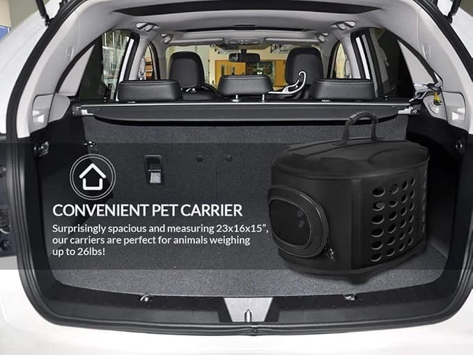 Collapsible Cat Carrier Hard, Travel Pet Carriers Bag for Small Dogs for Car Travel with Ventilation Guinea Pig 2 Small Cats Carrier Cage Dog Crate (Black)