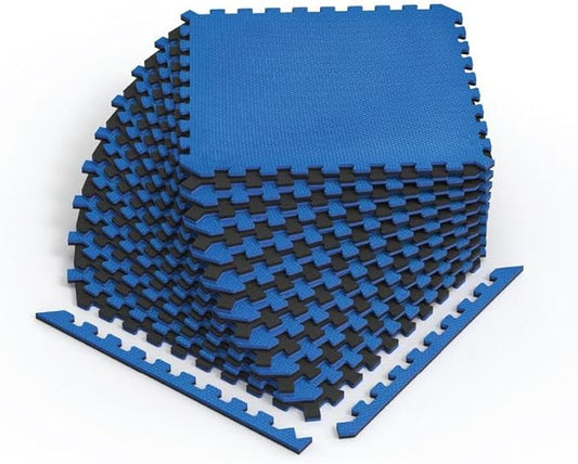 Norsk Dual-Sided Reversible 1/2" Foam Exercise Mats for Home Gym - Interlocking EVA Foam Tiles